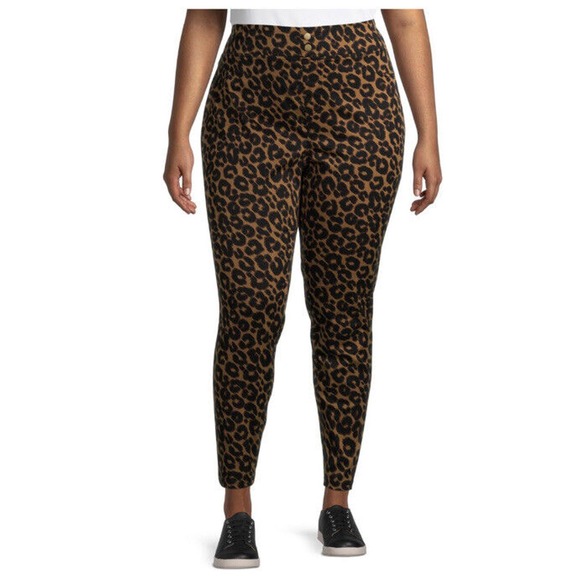 Terra & Sky 5X 32W-34W Plus Super Soft Comfy Stretchy Pull on jeggings Leopard - Picture 1 of 7